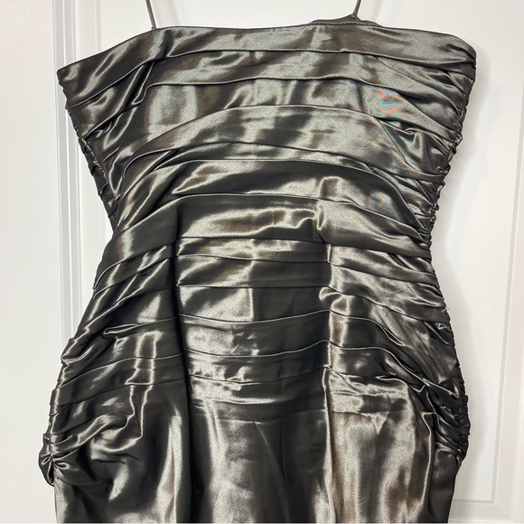 Ralph Lauren Black Label Y2K Vintage Corset Silk Mini Strapless Dress Sz 4 Gray - Picture 5 of 13